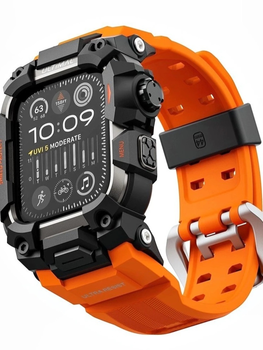 ULTIMAL Shield Protect Case Band for Apple Watch Orange & Black-49mm